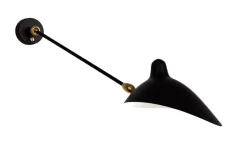 Serge Mouille Appliques>Applique 1 bras droit double rotule Noire