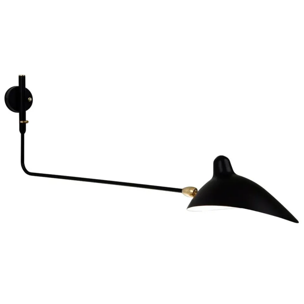 Serge Mouille Appliques>Applique 1 bras droit pivotant Noire