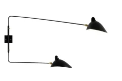 Serge Mouille Appliques>Applique 2 bras droits pivotants Noir