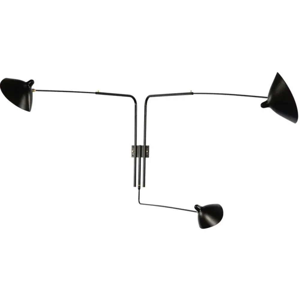 Serge Mouille Appliques>Applique 3 bras pivotants Noir