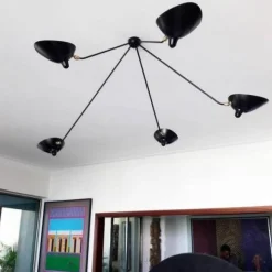 Serge Mouille Appliques>Araignée 5 bras fixes Appliques Noir