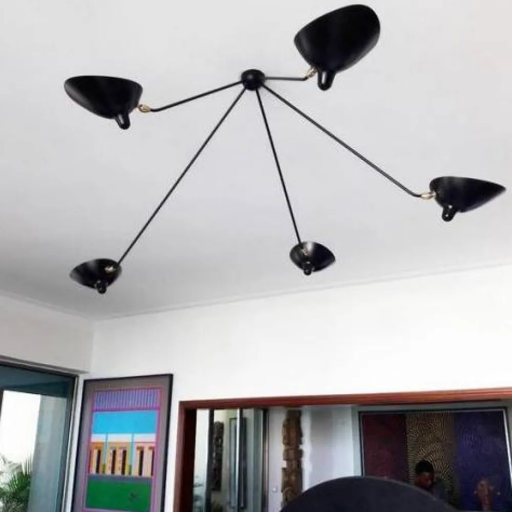 Serge Mouille Appliques>Araignée 5 bras fixes Appliques Noir