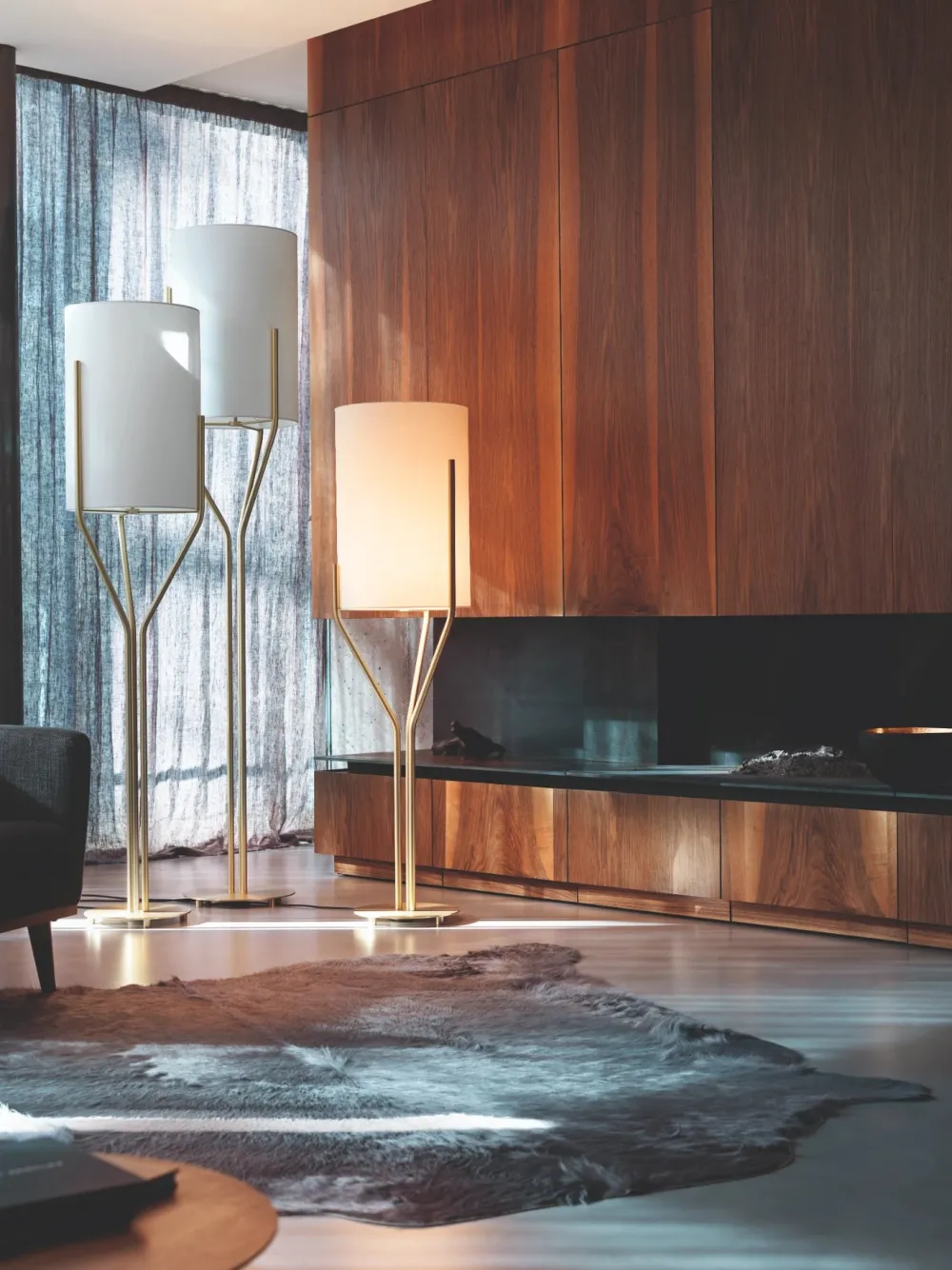 C.V.L Lampadaires|Lampadaires>Arborescence S Lampadaires Blanc et Laiton satiné