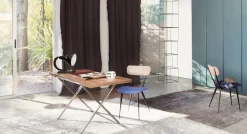 Lema Bureau|Bureau>Bureau Novelist Bois de noyer-Métal chromé poli