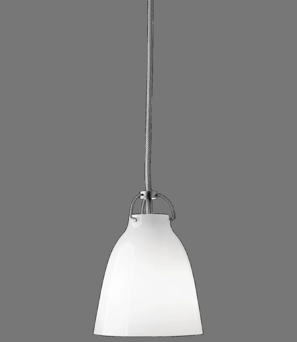 Fritz Hansen Suspensions>Caravaggio PO Suspensions LED Verre opale-Cordon gris argenté