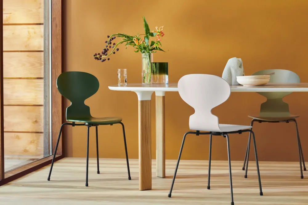 Fritz Hansen Chaises|Bureau>Chaise ANT Beige Clair & Chrome