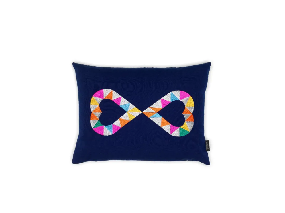 Vitra Enfant|Coussins Et Plaids>Coussin Embroidered Double Heart 2 Bleu