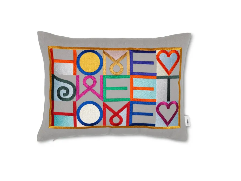 Vitra Coussins Et Plaids>Coussin Embroidered Home Sweet Home Gris clair