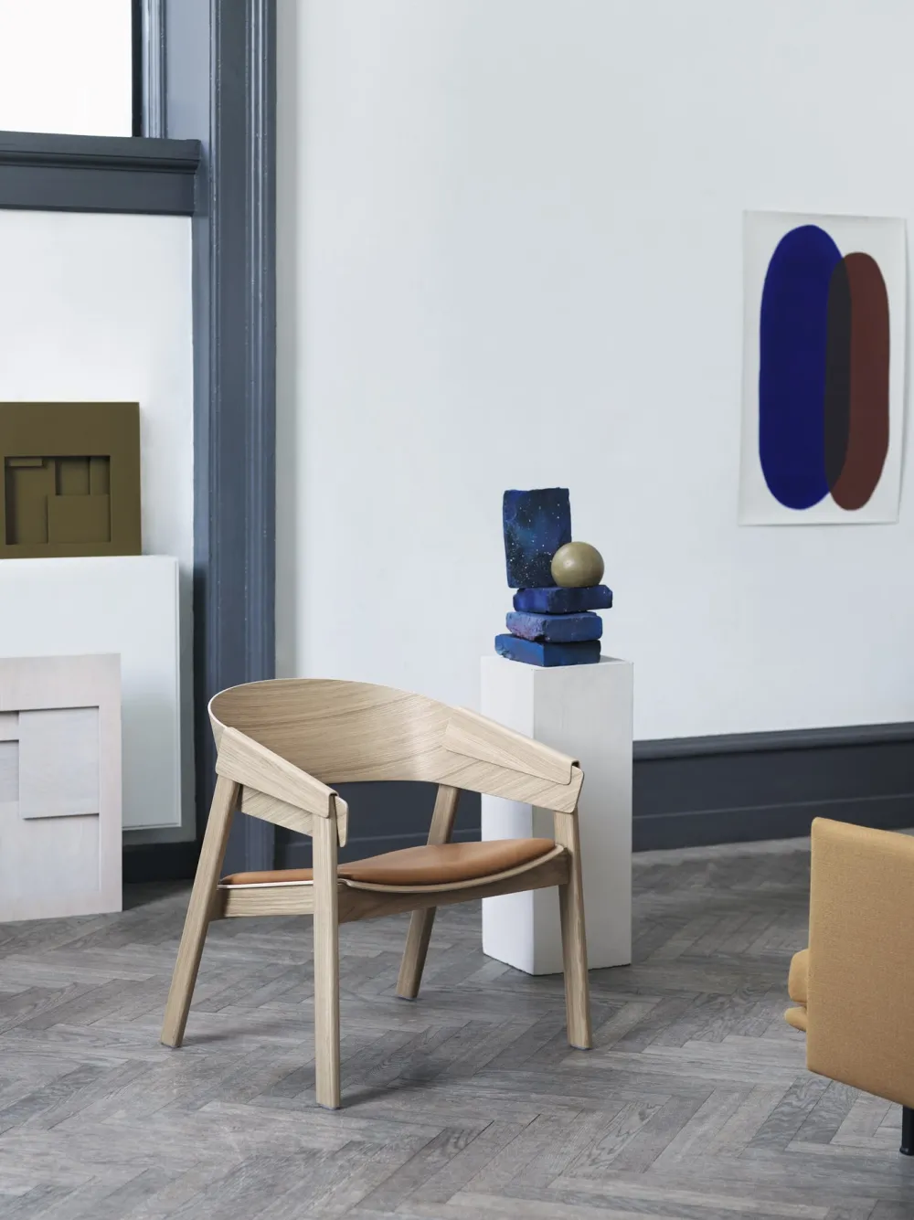 Muuto Fauteuils|Chaises>Fauteuil Cover Lounge avec assise en cuir