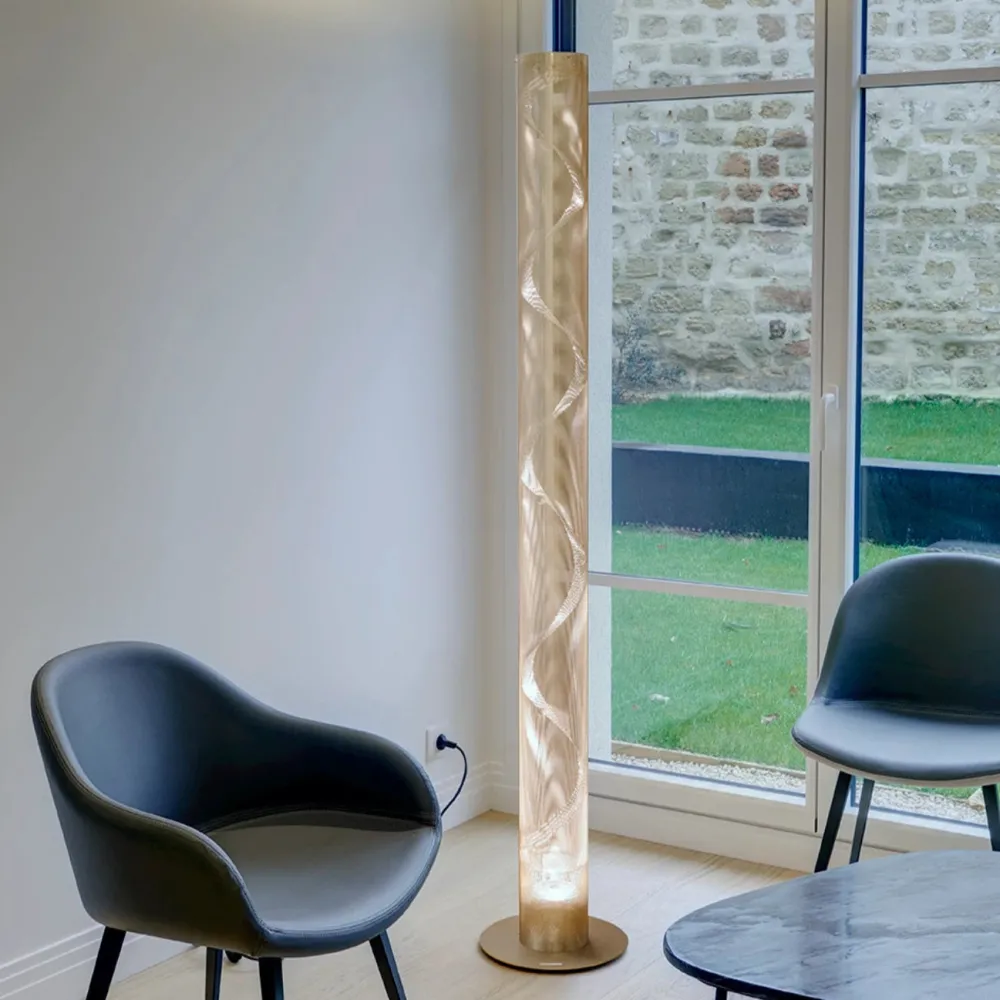 Thierry Vidé Lampadaires>Grande Colonne Spirale Lampadaires LED Argent