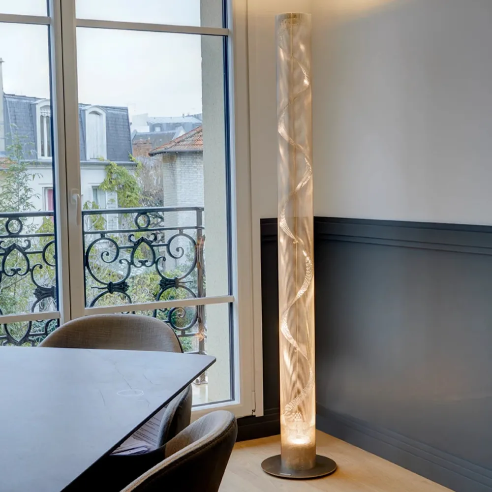 Thierry Vidé Lampadaires>Grande Colonne Spirale Lampadaires LED Argent