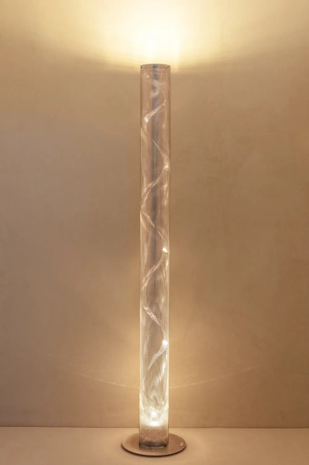 Thierry Vidé Lampadaires>Grande Colonne Spirale Lampadaires LED Argent