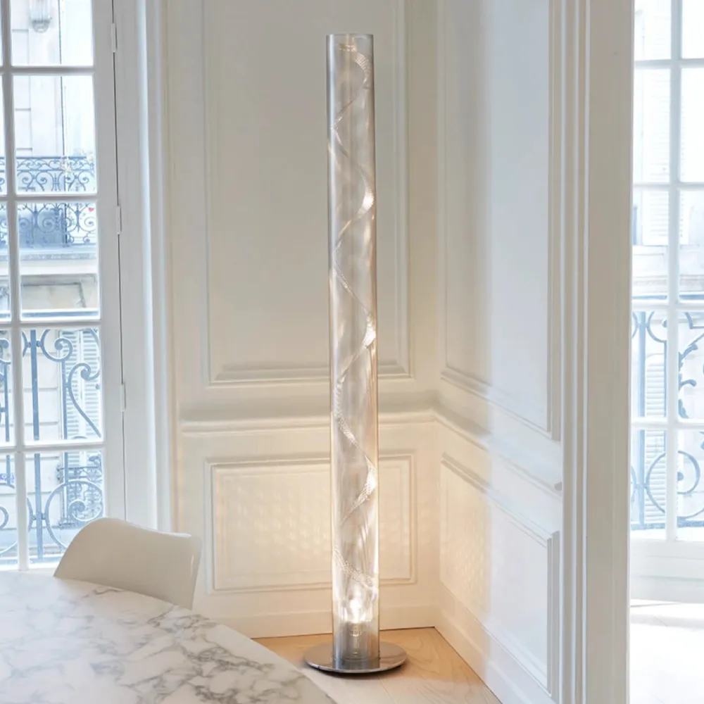 Thierry Vidé Lampadaires>Grande Colonne Spirale Lampadaires LED Argent