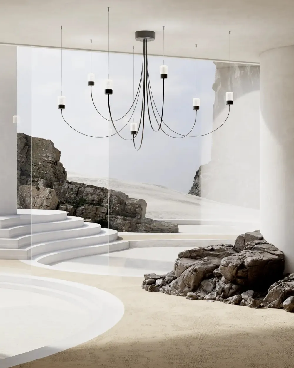 Moooi Lustres|Suspensions>Gravity Chandelier 7 Lustres LED Noir