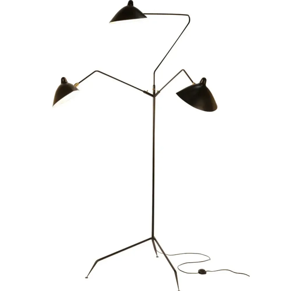 Serge Mouille Lampadaires>Lampadaire 3 bras Noir