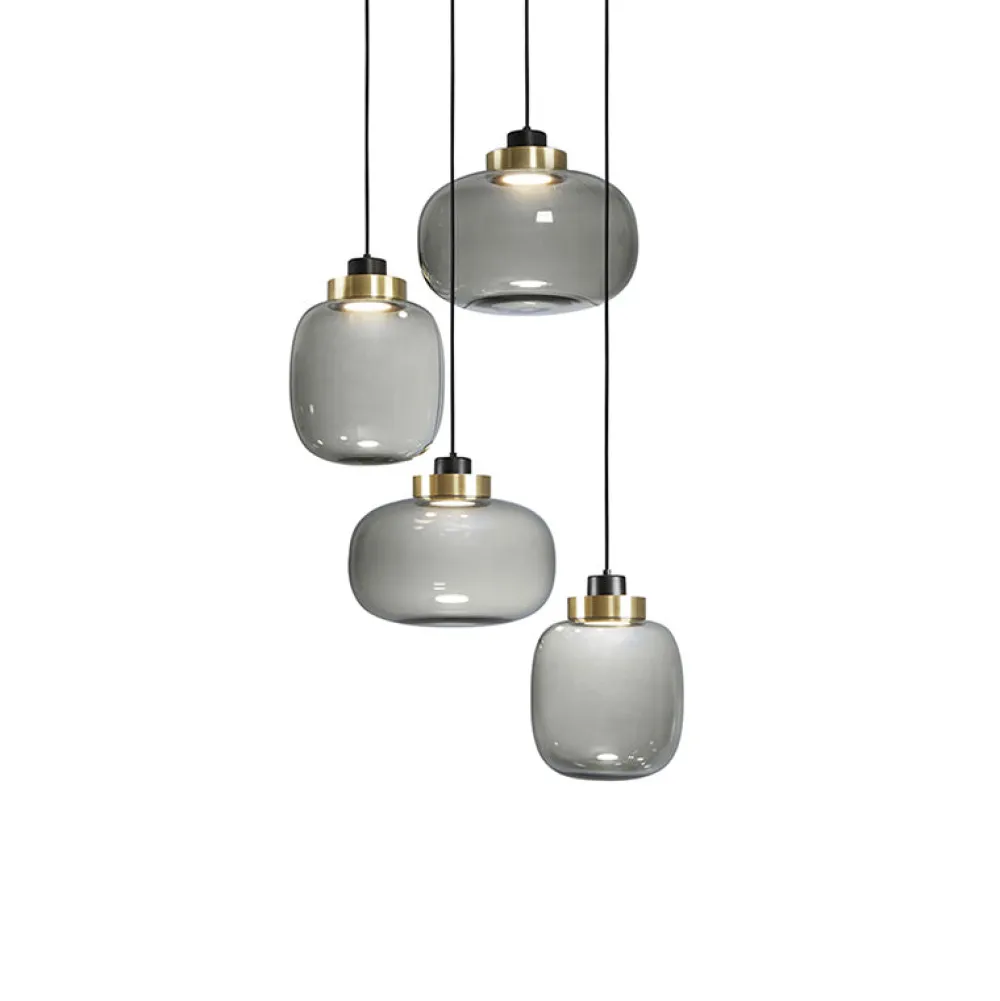 Tooy Suspensions|Suspensions>Legier 557.14 Suspensions LED Laiton brossé-Verre opaline