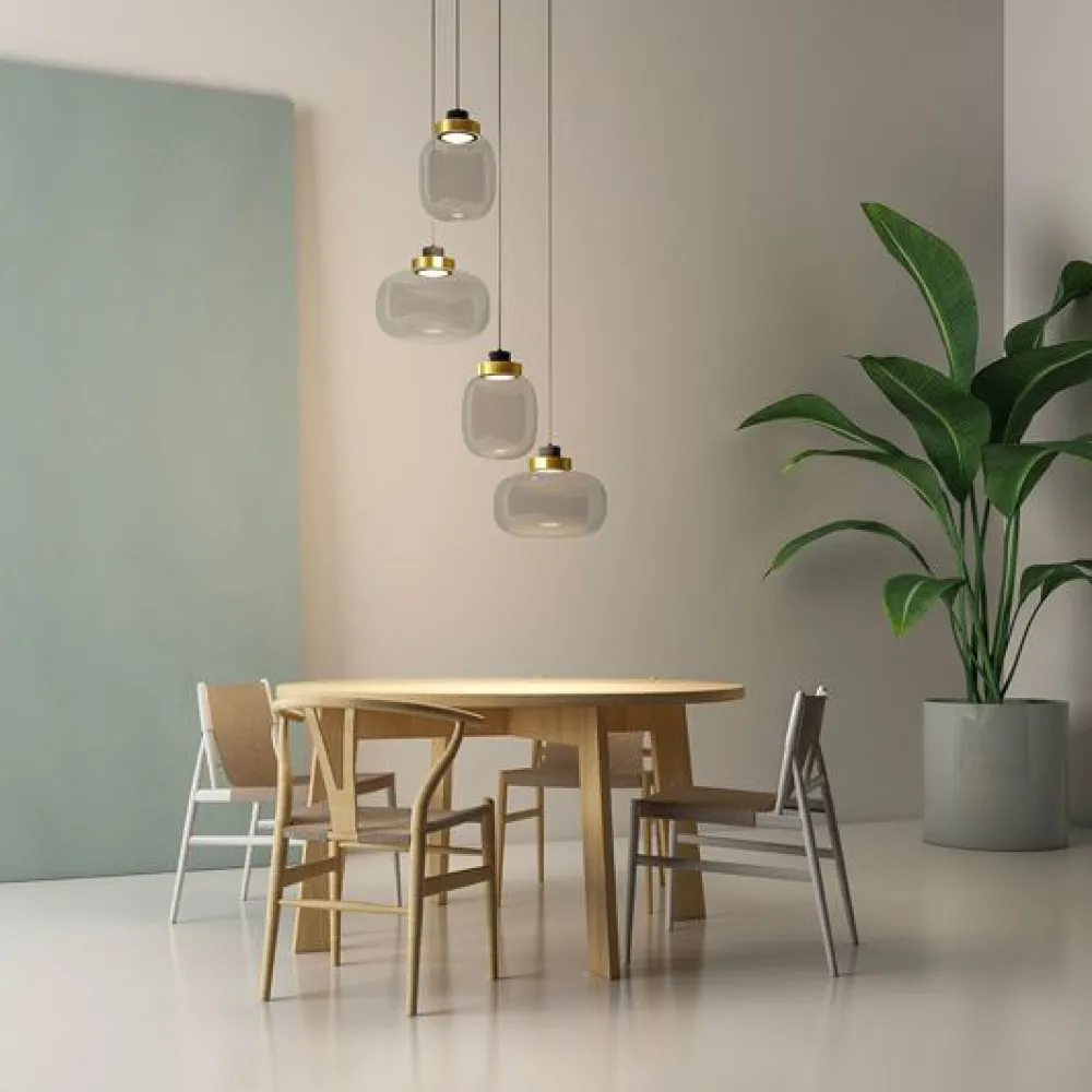 Tooy Suspensions|Suspensions>Legier 557.14 Suspensions LED Laiton brossé-Verre opaline