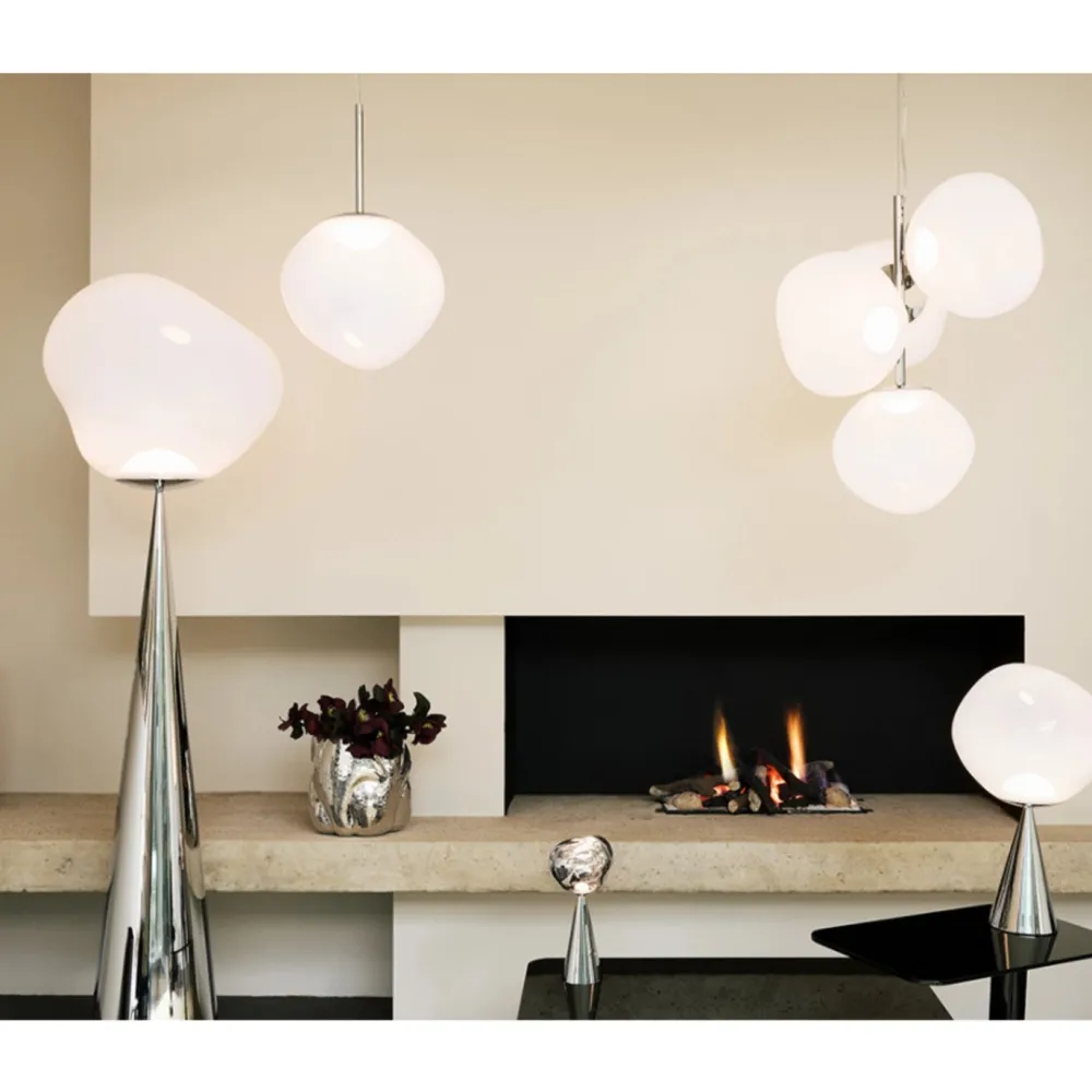 Tom Dixon Lampadaires|Lampadaires>Melt Cone Floor Fat Lampadaires LED Opal et argent