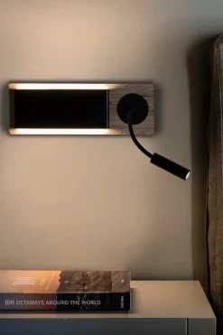 Faro Appliques>Mood RCT avec lecteur LED Appliques Noir, Bois