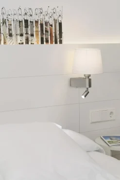 Faro Appliques>Room avec lecteur LED Appliques Nickel, Blanc