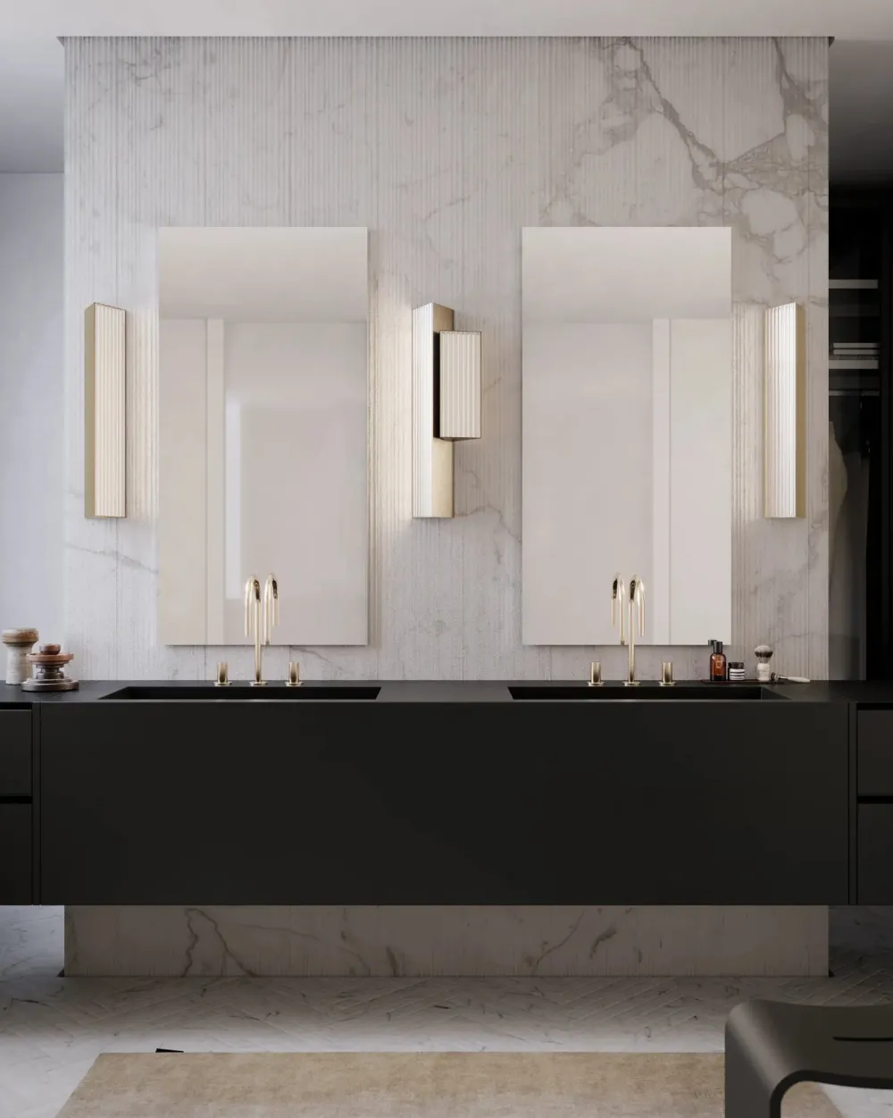 Contardi Appliques>Stick Ap Medium Appliques LED Nickel doré satiné