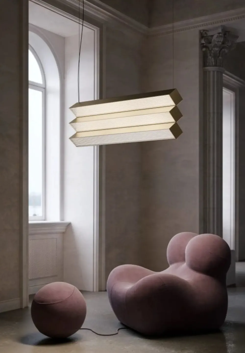 Contardi Suspensions>Stick So Trio Suspensions LED Nickel doré satiné