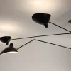 Serge Mouille Plafonniers|Suspensions>Suspension 2 bras fixes 1 bras courbe Noir